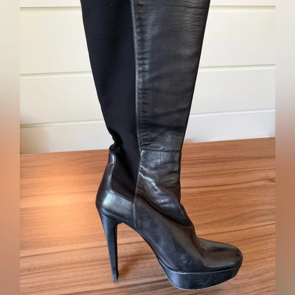 Stuart Weitzman Leather Knee-High Black Boots (US 9)